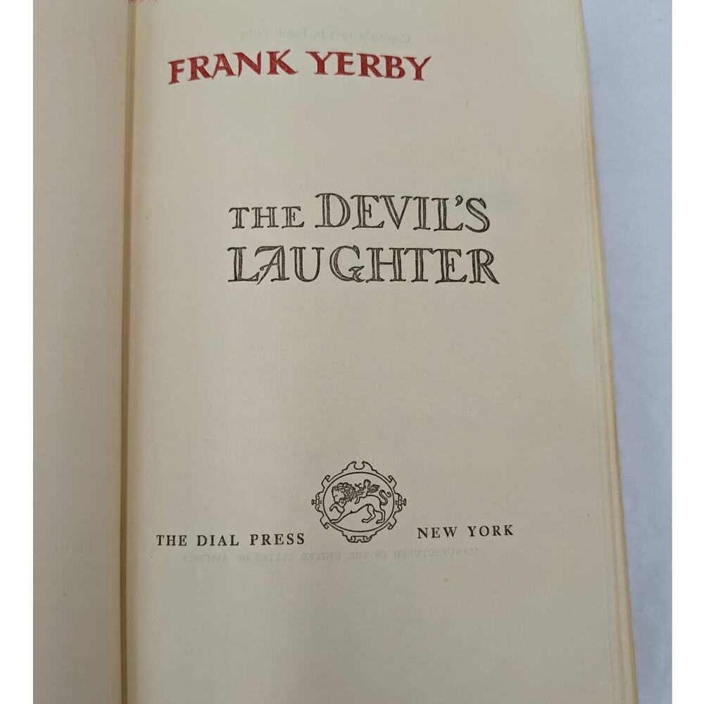 The Devils Laughter By Frank Yerby Vintage Historical Novel 1953